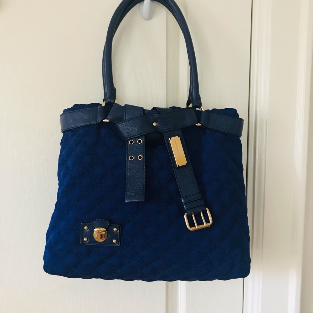 Marc Jacobs Vintage Dark Blue Quilted Nylon/Leather Shoulder Bag